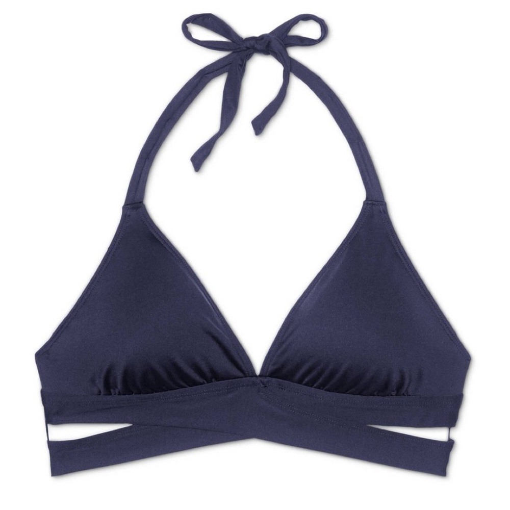 🏝☀️Blue Faux Wrap Halter Bikini Top Kona Sol☀️🏝